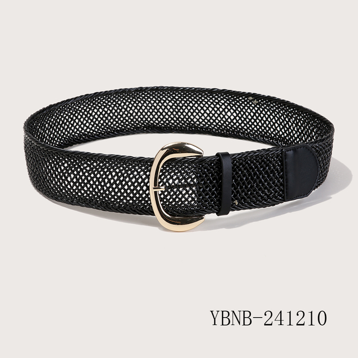 Black Braided Metal Buckle Belt