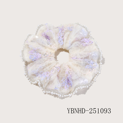 Tulle Pearl Ruffle Hair Tie