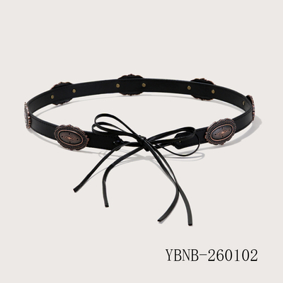 Black Retro Charm Tie Waistband