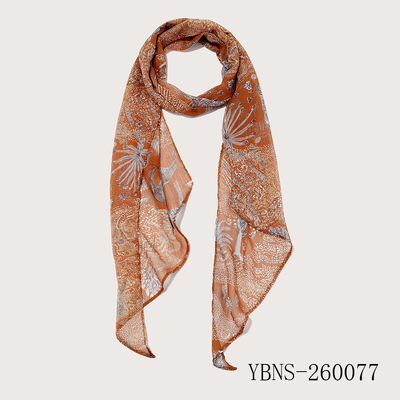 Brown Nature Print Scarf