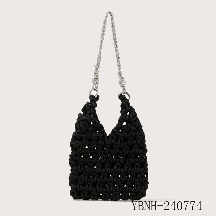 Woven Rhinestone Strap Shoulder Bag