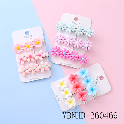 Flower Shaped Resin Hair Clips Set