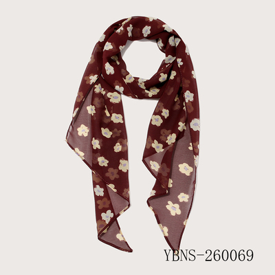 Deep Red Flower Print Scarf